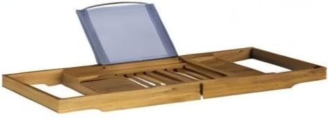 Acacia Bathtub Tray - Natural Wood Tray with Extended Sides, Wine Glass Holder, Book, Phone, or Tablet Rest - for Bath Accessories by Home-Complete
