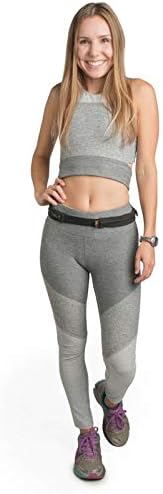 SPIbelt Double Pocket Running Belt, Women Men, Expandable Dual Pockets, Adjustable Waist, No Bounce, Black with Black Zipper