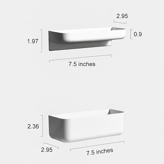 2 Styles Adhesive Plastic Floating Shelves Stick on Wall Mounted Shower Organizer Caddy for Bathroom Kitchen Cabinet Extra Storage(Short+Tall)