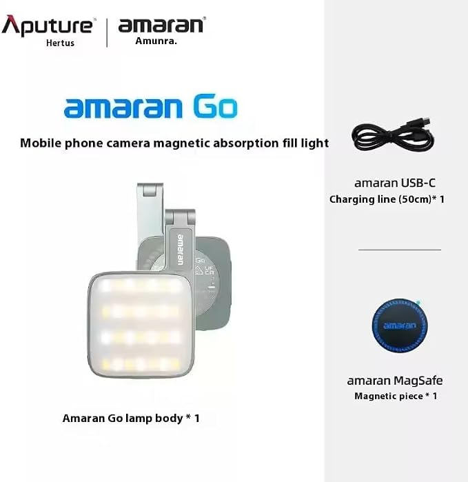 Magnetic Selfie Phone Light,Amaran Go Dual LED Light Source with Adjustable Mirror Light CCT 2700K-6500K,Rechargeable for Selfie,Makeup,Video Conference,TikTok,for iPhone & Android (Green)