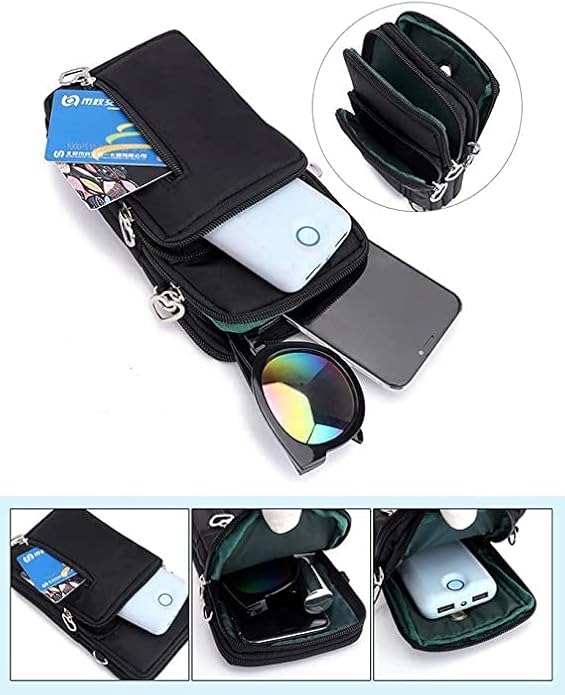 Women Crossbody Cell Phone Purse Wristband Sport Armband Wallet Bag Zipper Nylon Handbags