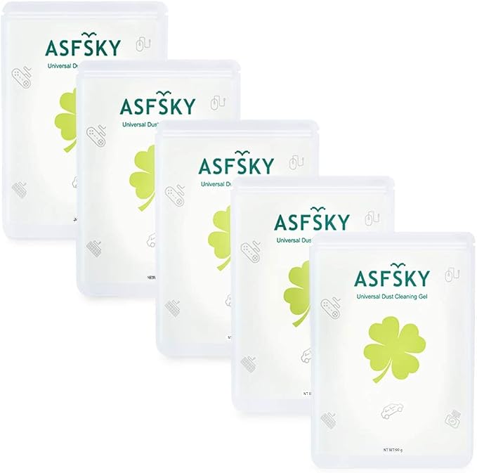 ASFSKY Car Cleaning Gel Putty - Reusable Keyboard Cleaner Slime for Car, Keyboard, Dust - 5 Pack (Yellow)