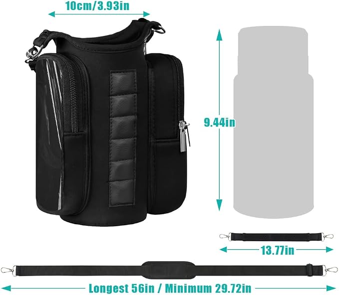 Joyzan Magnetic Gym Bag, Water Bottle Small Holder for Men Portable Fitness Sling Carrier Pouch Sleeve Phone Pockets Adjustable Strap 6 Magnets Crossbody Organizer Women Travel Sports Workout Fitness