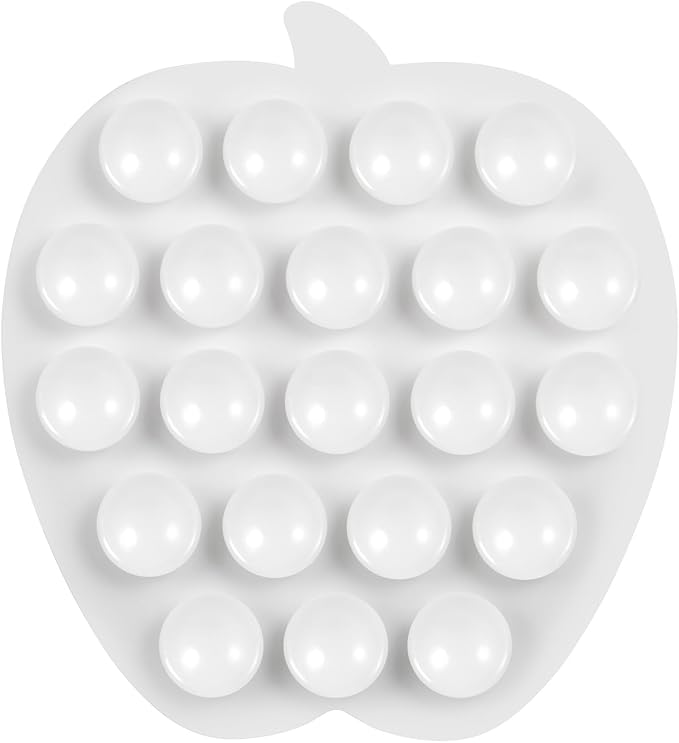 Silicone Phone Grip, 21 Suction Cups, Suitable for Selfies and Videos on Mirrors, bathrooms and Smooth Surfaces, Compatible with iPhone, Samsung(Apple Shaped, White)