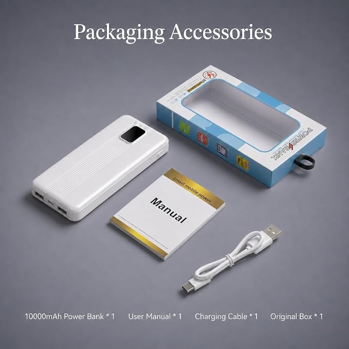 10000mAh Portable Charger with 4 Built-in Cables, 22.5W Fast Charging Power Bank, LED Display, Slim Travel Battery Pack for iPhone 17/16/15/14, Samsung Galaxy, iPad & More