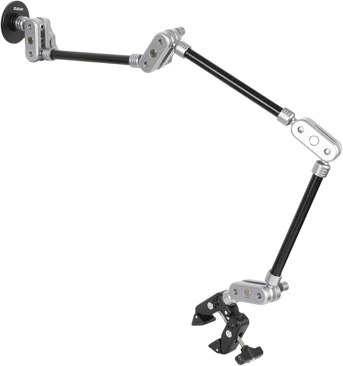 Aluminum Adjustable Overhead Phone Mount with Magnetic Holder - Compatible with MagSafe iPhone 17/16/15/14/13/12 Series, 31.5" Magic Arm & Super Clamp for Desk, Studio, Wheelchair, Tripod
