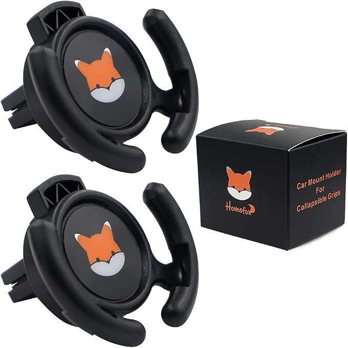 Car Vent Mount Holder 2 Pack - Compatible with Popsocket - Car Mount made for Pop Socket Grips Collapsible Phone Holder for Pop Mount with Secure AC Vent Clip, Horizontal Air Vent ONLY (Black)