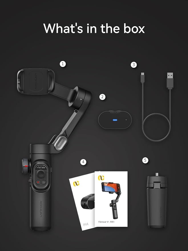 AOCHUAN Gimbal Stabilizer for Smartphone with AI Tracking Sensor, Gimbal with Focus Wheel for Phone/Android, Phone Stabilizer with 7.0 Anti-Shake for Video Recording-Smart XE AI