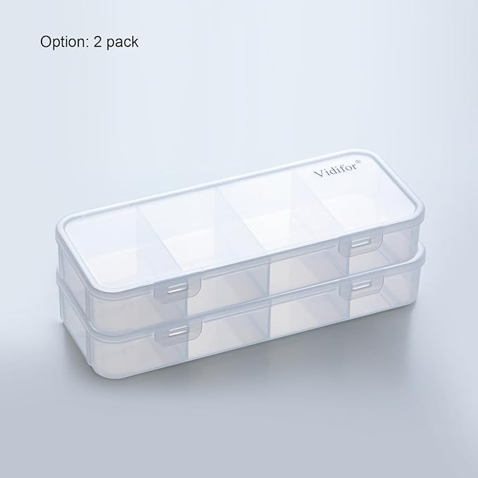 Vidifor 2-Pack Clear Cable Organizer Box with 16 Cable Ties, Portable Cord & Charger Storage for Drawer, Desk, Office & Home (2, Small)