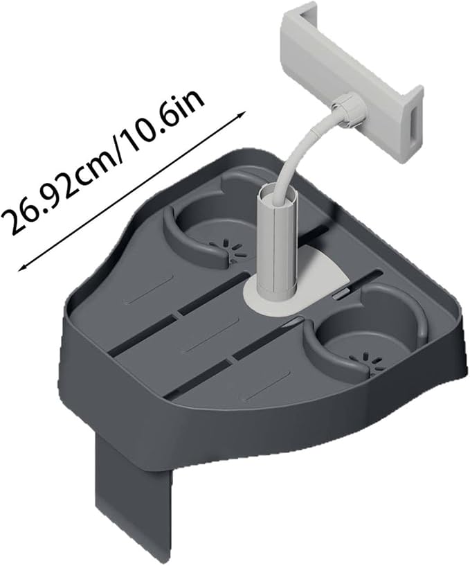 3-in-1 Adjustable Hot Tub Tray Table with Cup Holder, Phone Stand, Outdoor Pool Spa Caddy Drink Holder, Inflatable Pool Accessories (Grey)