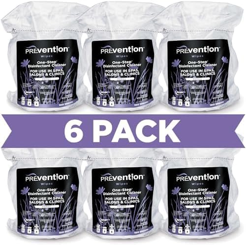 Prevention All Purpose Disinfecting Wipes β Cleaning Wipes Canister, Bulk Cleaner Towelettes for Salons, Spas, Clinics, Studios β Hospital Grade Surface Sanitizing β 160 Count per Refill Bag (6 Pack)