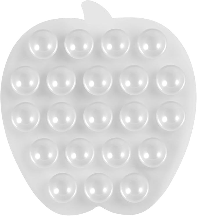 Silicone Phone Grip, 21 Suction Cups, Suitable for Selfies and Videos on Mirrors, bathrooms and Smooth Surfaces, Compatible with iPhone, Samsung(Apple Shaped, Transparent)