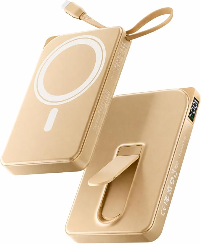 Portable Charger, Power Bank Fast Charging 10000mAh, Powerbank for iPhone Travel & Daily, Champagne