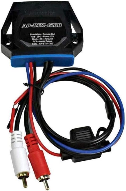 Audiopipe Marine Wireless Music Stream Audio Receiver (AP-BTM-1200), Blutooth 5.0 Adaptor, RCA Stereo Outputs, Perfect for Marine, ATV, UTV, Golf Car, Home Music