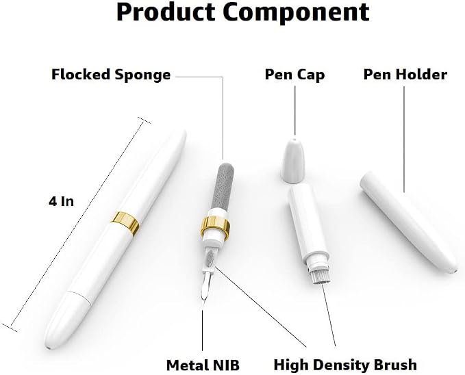 Dual-Brush Earbud Cleaning Pen | 4-in-1 Pro Kit for Precision & Durability, Tool Compatible with Airpods, Galaxy Buds, All Wireless Headsets -Gold