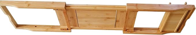 Bamboo Bathtub Tray, Expandable Bath Tray Multifunctional Drain Bath Shelf Caddy Tray Bathtub Storage Rack Bath Tub Tray Table for Candle Towel Book Wine Phone Shower