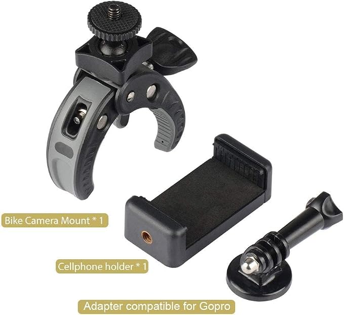 UTEBIT Camera Mount Clamp with 360° Rotataion 1/4 Screw Head + Cell Phone Tripod Mount and Adapter Mount Compatible for Gopro Action Cam Bike Motorcycle Handlebar