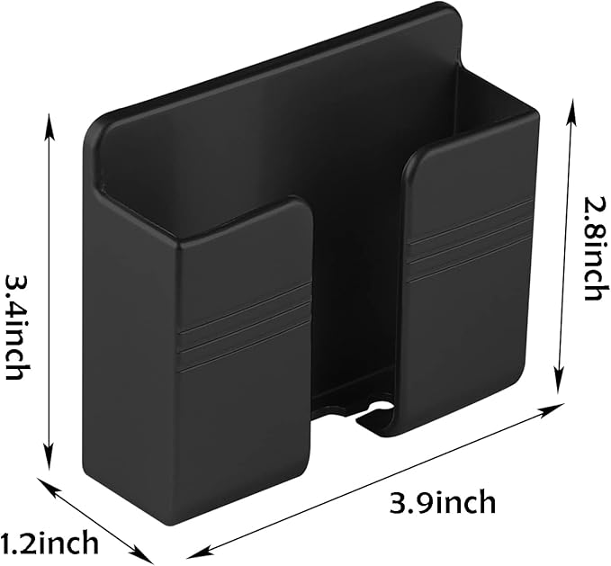 CEI&BPY 2Pcs Phone Holder Wall Mounted, Phone Stand with Self Adhesive. Phone Holder for RV Charging.Compatible with iPhone and Android (2Pack-Black)