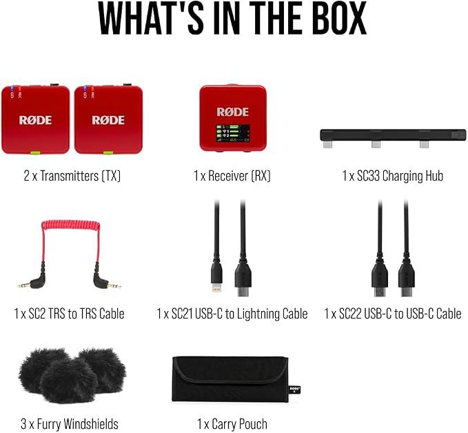 RØDE Wireless GO (Gen 3) – Compact Wireless Mic – Pristine Audio, 32-bit Float Recording, Automatic Level Control, for Phones, Cameras and Computers (Red)