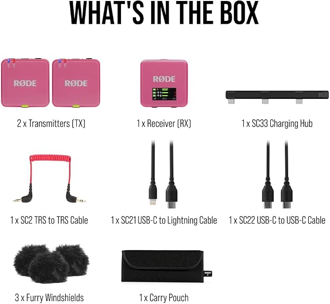 RØDE Wireless GO (Gen 3) – Compact Wireless Mic – Pristine Audio, 32-bit Float Recording, Automatic Level Control, for Phones, Cameras and Computers (Pink)