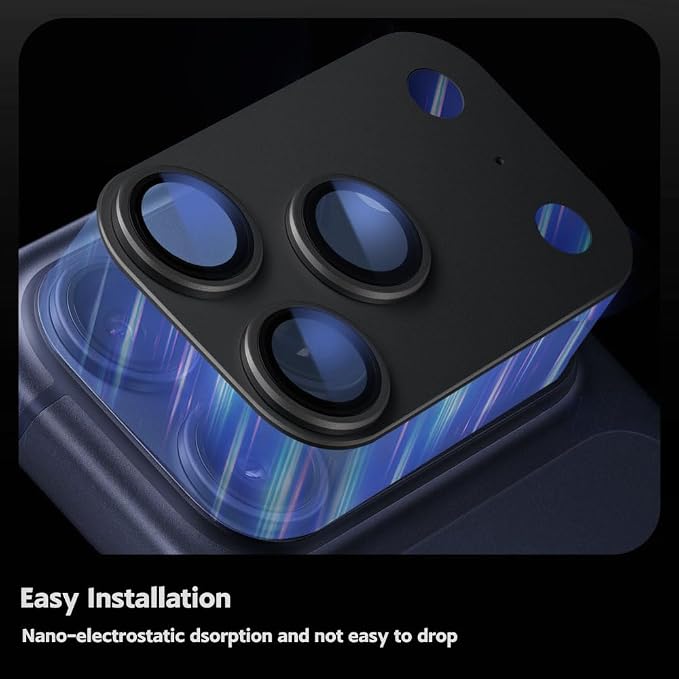 for iphone 17 pro camera protector (2 Pack),Aluminum Alloy Metal matte Case Tempered Glass Camera Screen Protector Accessories