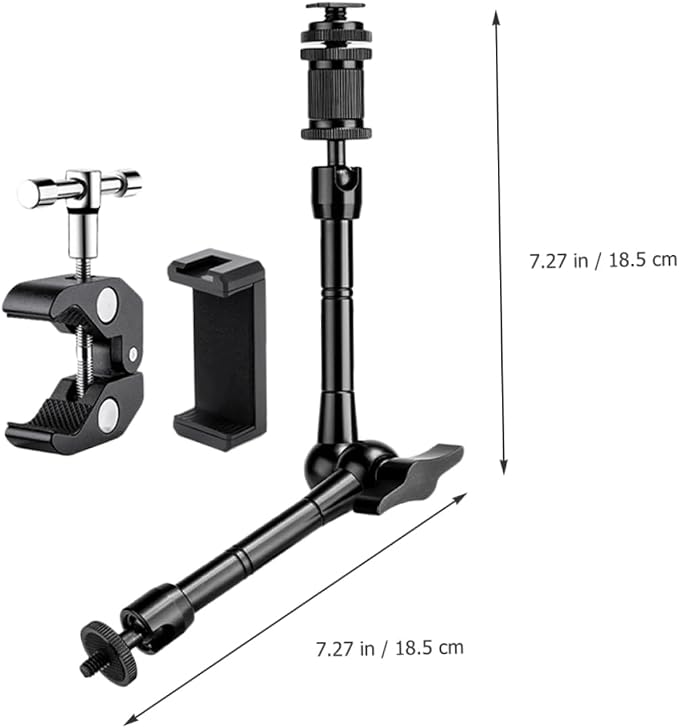 Adjustable Clip on Phone Holder Stand Rotatable Arm Mobile Phone Mount for Desk Car Bedroom Office Hands Free Viewing