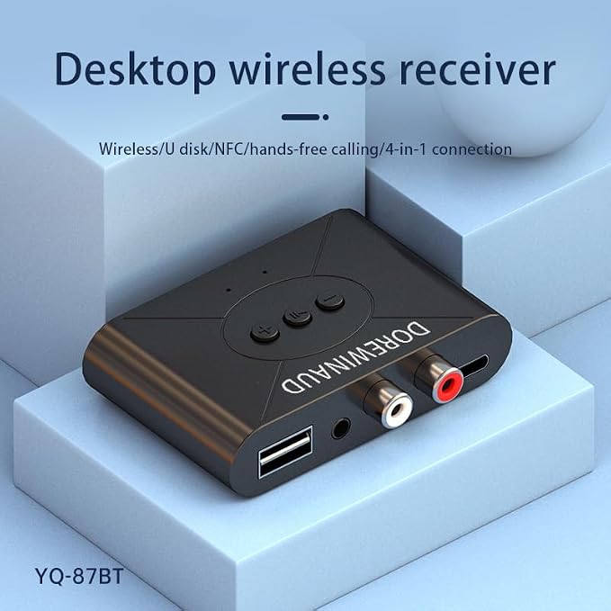 Bluetooth 5.3 Audio Receiver, Wireless Audio Receiver RCA Adapter for Stereo, USB Flash Drive/NFC One Key Connect/Car Speakers/Wireless Headphones Receiving Mode for Bluetooth Devices
