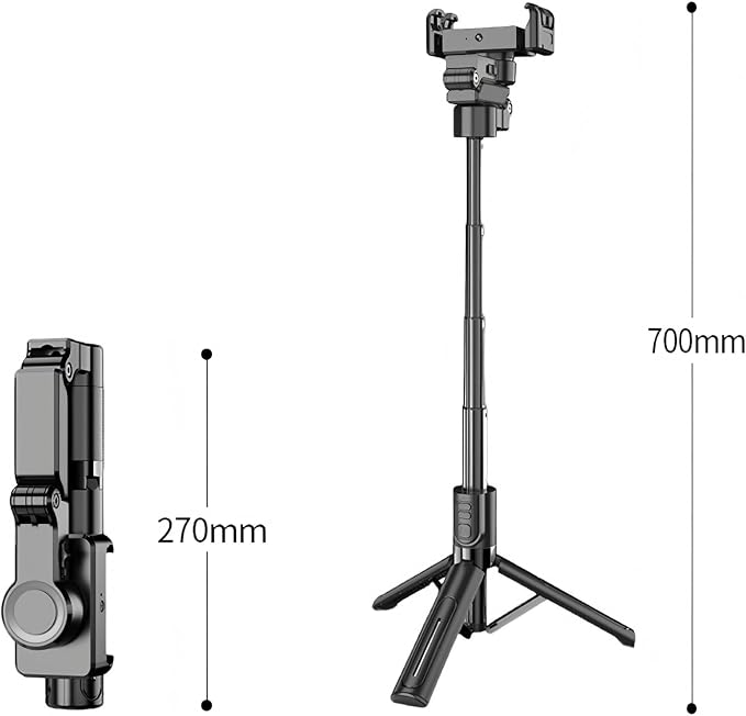 AI Tracking Gimbal Stabilizer for SmartiPhone - 360° Auto Face Follow, Bluetooth Remote, Anti-Shake Tripod for Vlogging/Live Stream, Metal Bracket with Gesture Control