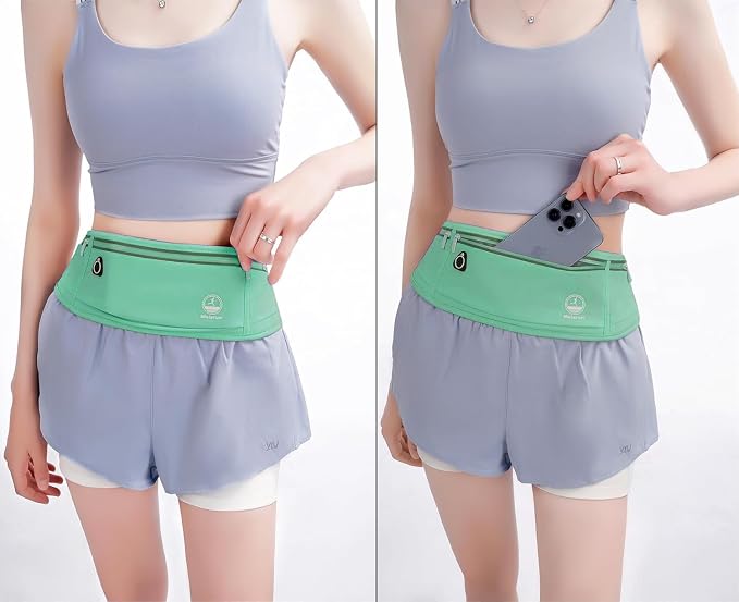 Running Belt Fanny Packs for Women, Green Slim Waist Pack Bag Phone Holder for Running