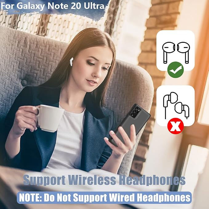 Sitong Battery Case for Samsung Galaxy Note 20 Ultra 5G, 6000mAh Rechargeable Extended Battery Charging Charger Case, Add 100% Extra Juice, Not Compatible with Galaxy S20 Ultra Black