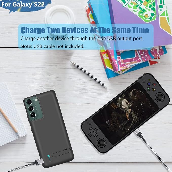 Battery Case for Samsung Galaxy S22, 4800mAh Rechargeable Extended Battery Charging Charger Case, Add 100% Extra Juice, Not Compatible with S22+ or S22 Ultra (6.1 inch) Black