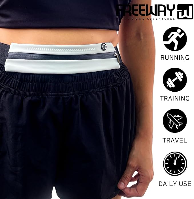 Lightweight Running Belt - Ergonomic Single or Double for Man and Woman - Perfect for running, training, sports (Single, Gray) designed for carrying Phone, Keys & Essentials - For All Cell Phones