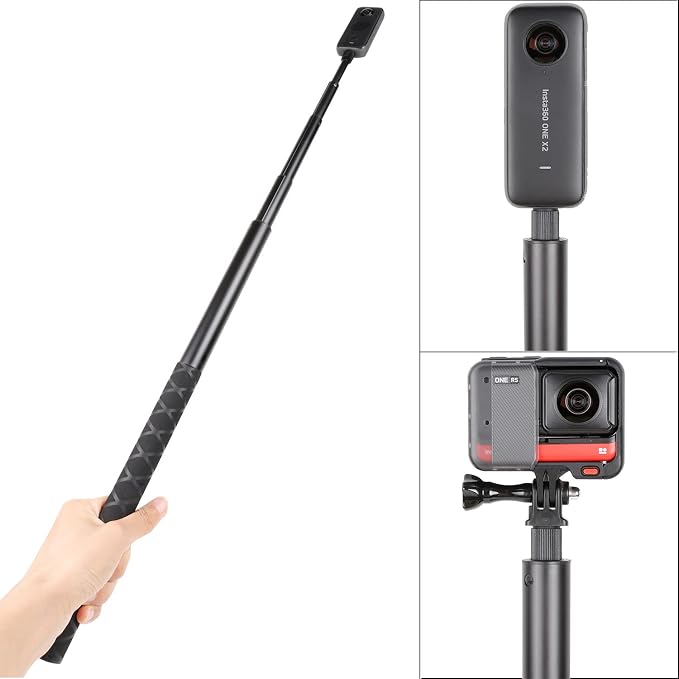 PellKing Long 77inch Invisible Selfie Stick for Insta360 ONE X5,X4, X3, X2, X, Insta360 ONE R, RS, DJI OSMO 360,GoPro Max, Insta 360 Camera 1/4" Extended Monopod Pole