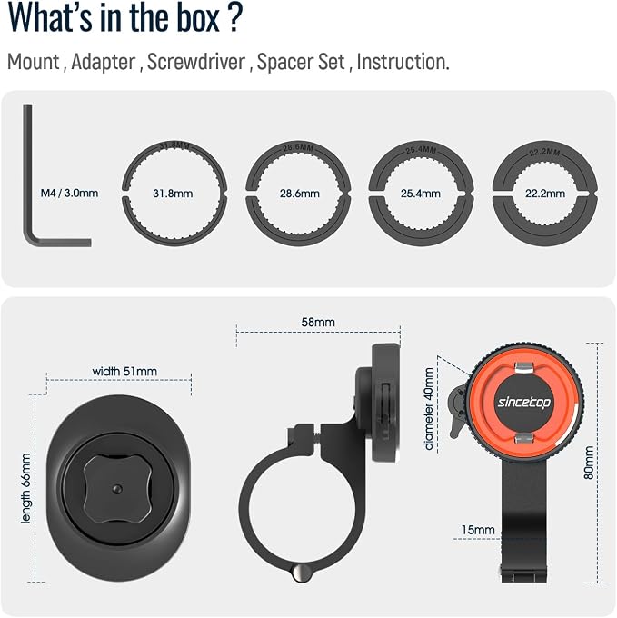 Bike Phone Mount,Motorcycle Phone Holder with Universal Adapter,Out Front Bicycle Handlebar Mount for Mountain Road EBike,Scooter,Moto,MTB,Quick Release Attach/Detach-Orange【Series C - 1st Gen】
