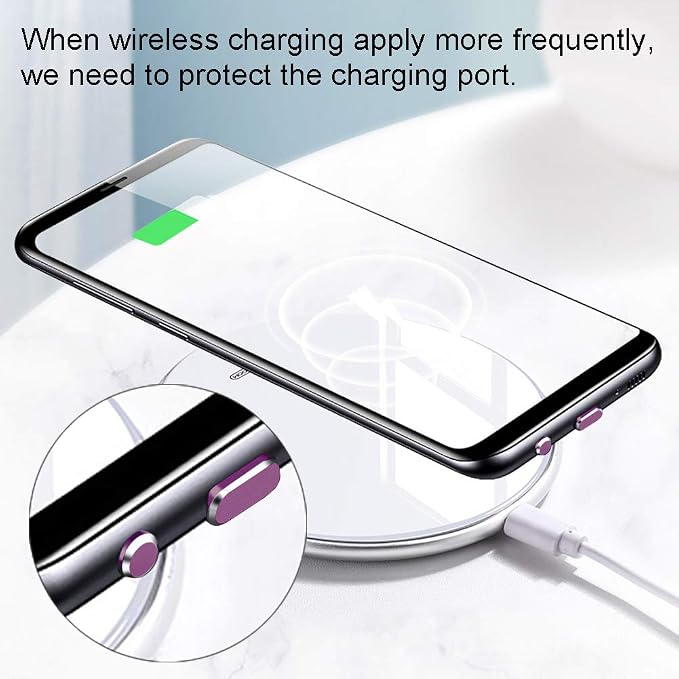 USB C Port Dust Cover Plug Cap 2 Metal Anti Dust Protectors for Smartphone MacBook Pro Air Laptop Charging Port with SIM Card Removal Pin Compatible with Samsung Galaxy S24 S23 S22 S21(Purple)