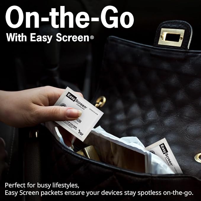 Easy Screen, Premium Screen Cleaning Wipes, Electronics, Touchscreens, and Glasses Cleaner, 50 Individual Packets Per Box, Large 5β x 8β Wipe