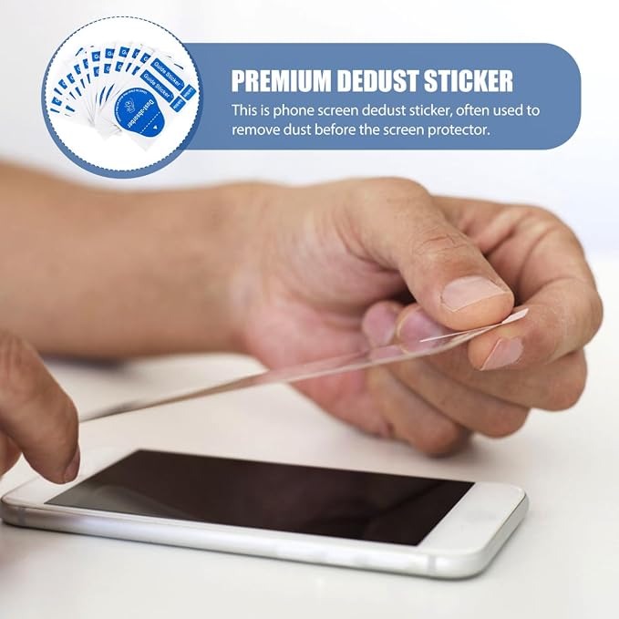 Mikikit Dust Absorber Sticker, 200pcs Dust Removal Stickers Laptop Phone Tablet Screen Cleaning Stickers LCD Dust Remover Sticker Cleaning Tools for Phone Tempered Glass Screen Film