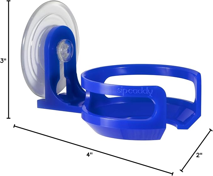 Bath & Shower Portable Cupholder Caddy for Beer & Wine Suction Cup Drink Holder, Blue