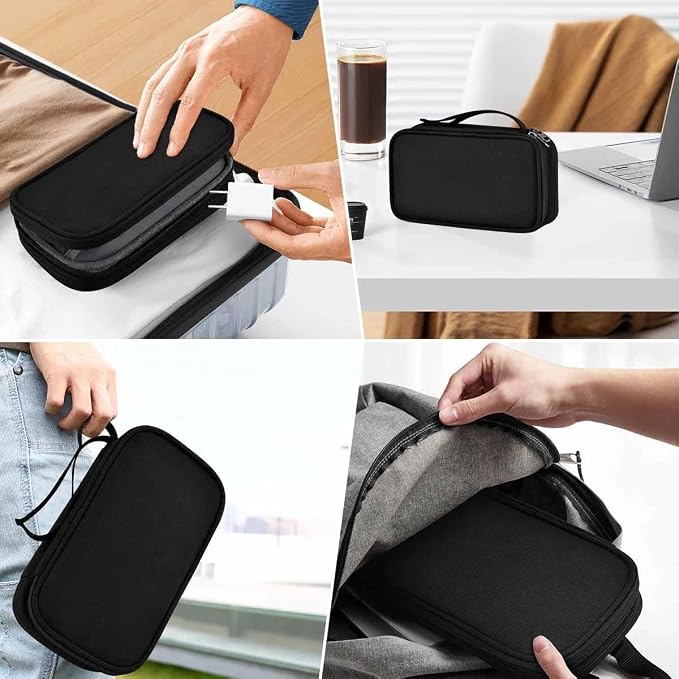 ZINZ Electronic Accessories Organizer, Travel Cable Carry Pouch Storage Bag for Laptop Attachment Cable, Cord, Charger, Earphone etc,Black