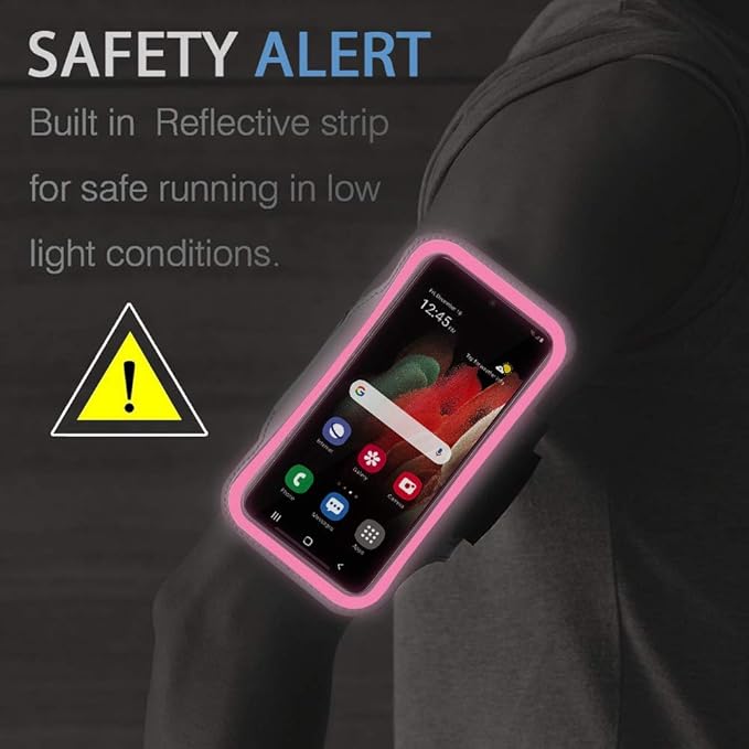 Galaxy S25+ S24+ Armband, JEMACHE Gym Running Workouts Arm Band for Samsung Galaxy S25/S24/S23/S22/S21 Plus (Rosy)