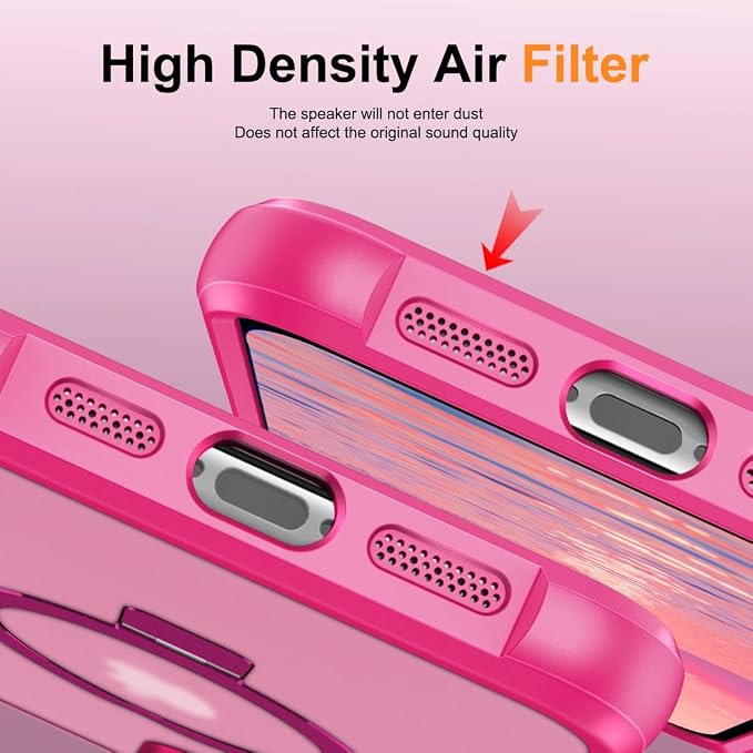 360° Magnetic Swivel Ring for iPhone 12 pro max case, Built-in Metal Stand and Ring Holder, Magsafe Compatible, Military Grade Protection, Shock Resistant - Rose Pink