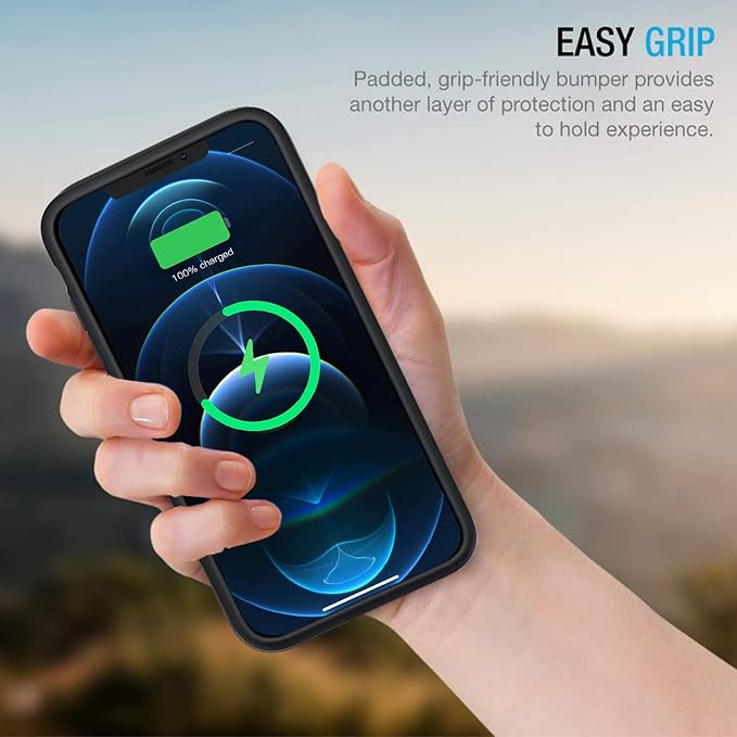 Battery Case for iPhone 12/12 Pro, Enhanced 10000mAh Portable Protective Smart Qi Wireless Charging Case Compatible with iPhone 12/12 Pro (6.1 inch) Rechargeable Extended Battery Charger Cover(Black)