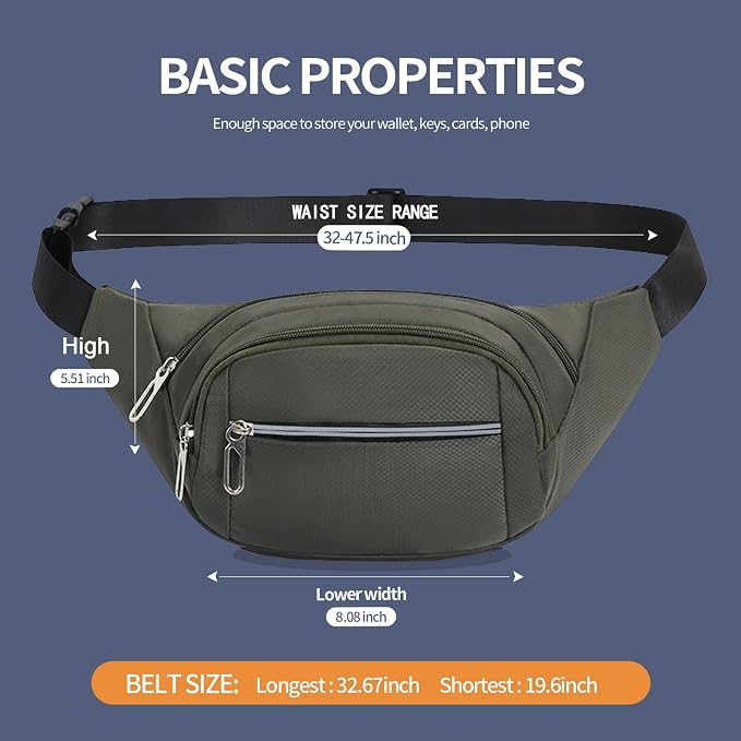 DAITET Crossbody Fanny Pack for Men&Women,Large Waist Bag & Hip Bum Bag with Adjustable Strap for Outdoors Workout Traveling Casual Running Hiking Cycling