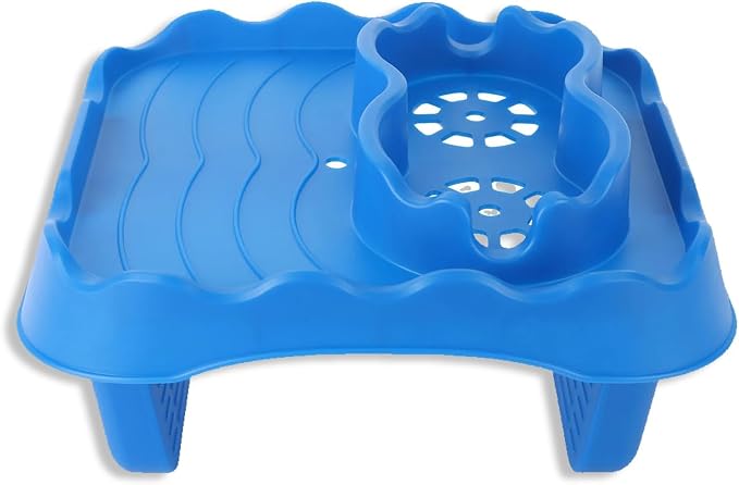 Hot Tub Table, Foldable Bathtub Side Table with 2 Cup Holders Adjustable Hot Tub Tray with Drain Holes for Spa Swimming Pool Bathtub(Blue)