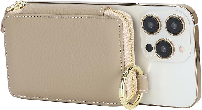 Cavor Compatible with MagSafe Wallet Genuine Leather Cash Wallets for Women, Magnetic Phone Wallet for iPhone 17 Pro Max/16/15/14/13/12, id Credit Card Holder with Mag safe Keychain-Grey