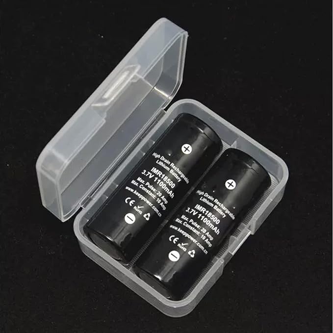 Heyiarbeit Battery Storage Case Holder Box for 2 18500 Batteries, Clear Color (1 Pack)