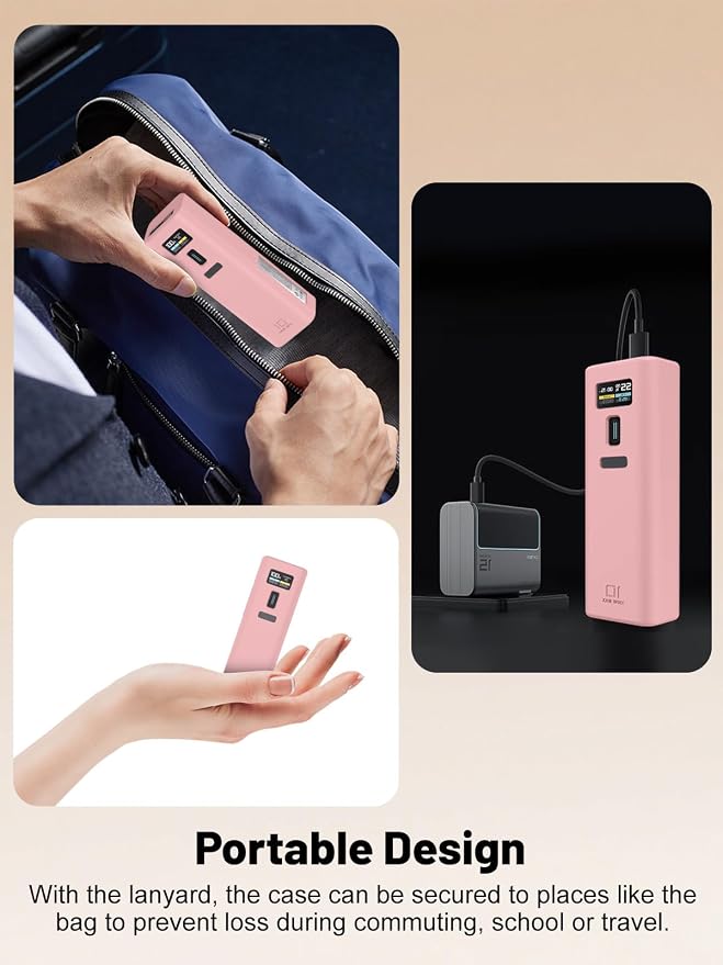 Silicone Protective Case Compatible with CUKTECH 10 Power Bank 10,000mAh 150W, Full-Body Protective Cover with Precise Cutouts, Shockproof & Scratch-Resistant Sleeve (Pink)