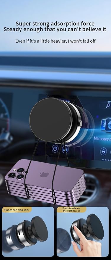 2024 New Electric Vacuum Magnetic Suction Car Phone Mount 360 Degree Rotating Rotatable Car Phone Holder,Compatible with 4.7-inch Above Smartphones