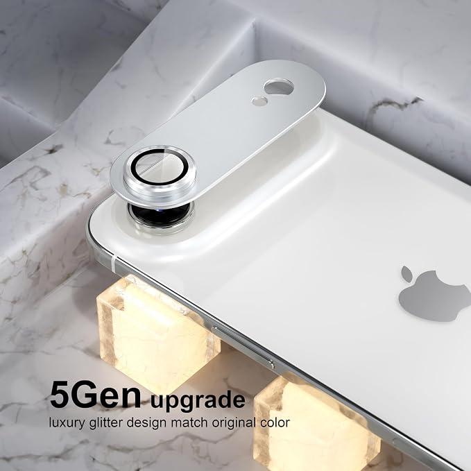 Choiche Compatible for iPhone 17 Air Camera Lens Protector, Strong Adsorption Camera Cover with 9H Tempered Glass Lens Screen Protector Metal Ring Decoration Accessories 6.5-inch (Silver)