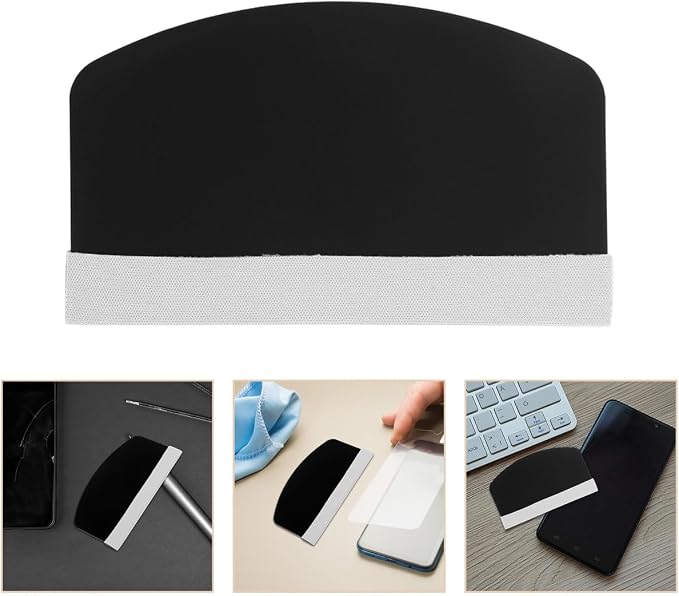 Housoutil Mobile Phone Film Scraper Card, Bubble Remover Curved Squeegee Tool with Cloth for Smooth Screen Protector Application
